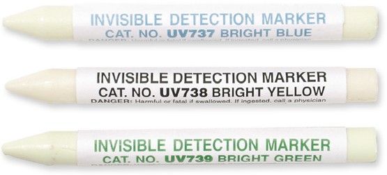 Invisible Fluorescent Crayon Pale Green/Fluoresces Bright Green, Fluorescent UV Marking, Forensic Supplies