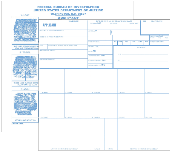Applicant Record Cards, With Imprint, 100 ea. (FD258S)