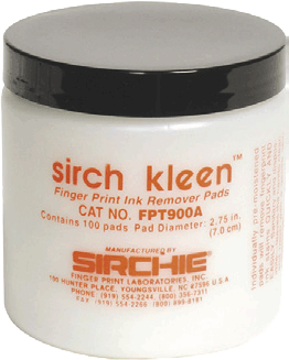 Sirch Kleen Fingerprint Ink Remover Pads, 100 ea. (FPT900A)